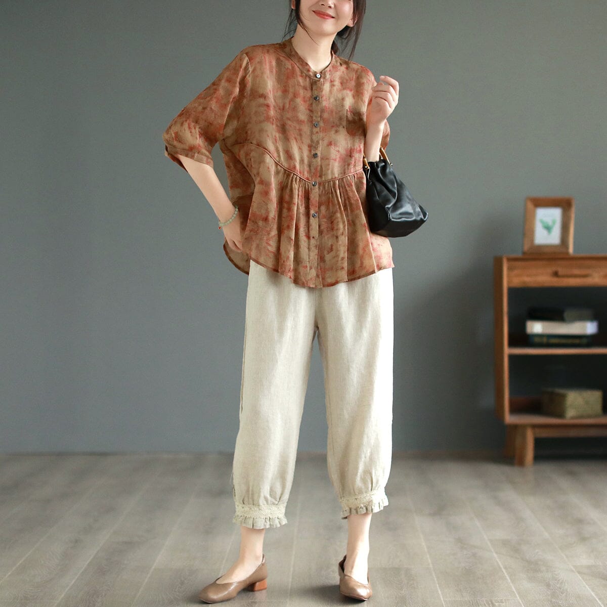 Spring Summer Casual Loose Linen Trim Pants May 2023 New Arrival 