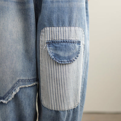 Spring Summer Casual Patchwork Loose Cotton Jeans May 2023 New Arrival 