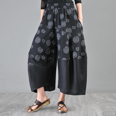 Spring Summer Cotton Linen Casual Cropped Loose Pants May 2020-New Arrival One Size Black 