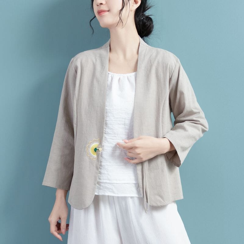 Spring Summer Cotton Linen Retro Casual Jacket