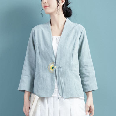 Spring Summer Cotton Linen Retro Casual Jacket