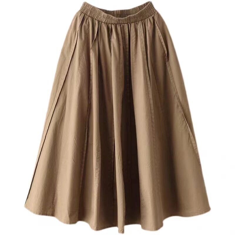 Spring Summer Cotton Solid Loose A-Line Skirt Apr 2023 New Arrival 