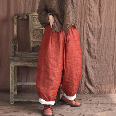 Spring Summer Double Layers Pleated Linen Pants Apr 2023 New Arrival 
