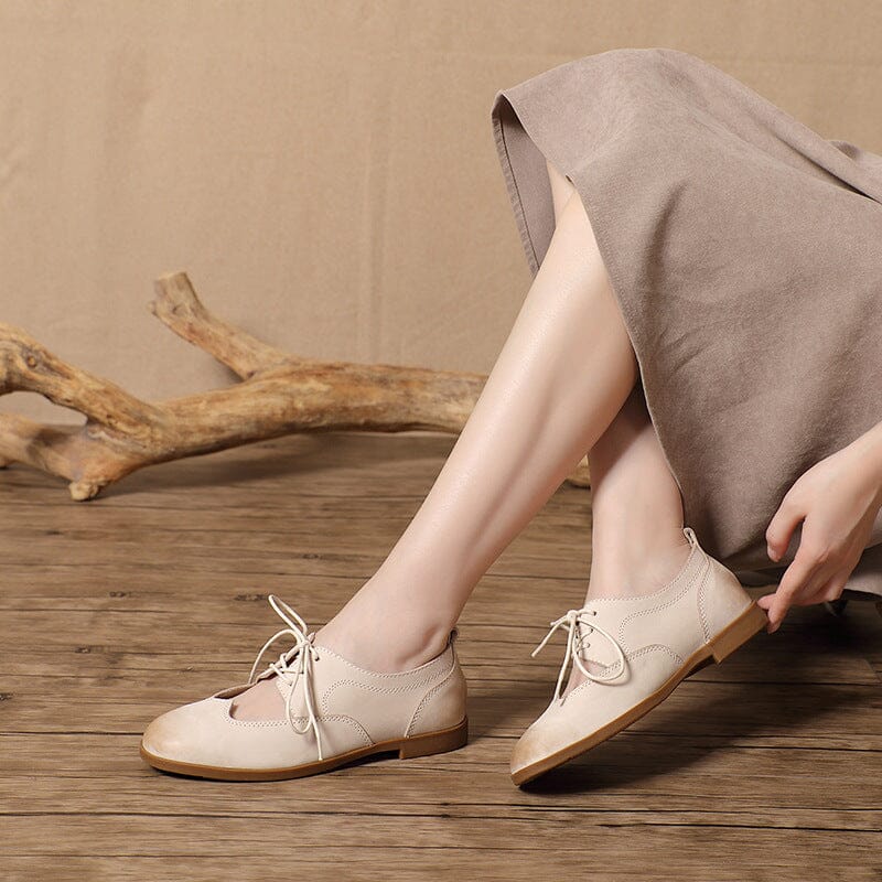 Spring Summer Handmade Leather Hollow Casual Shoes