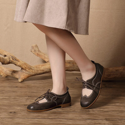 Spring Summer Handmade Leather Hollow Casual Shoes