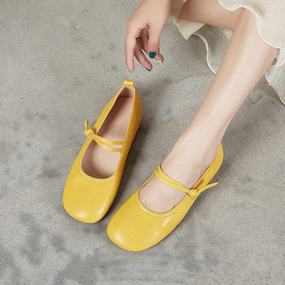 Spring Summer Leather Low Heel Casual Shoes