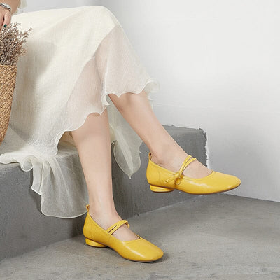 Spring Summer Leather Low Heel Casual Shoes May 2023 New Arrival 