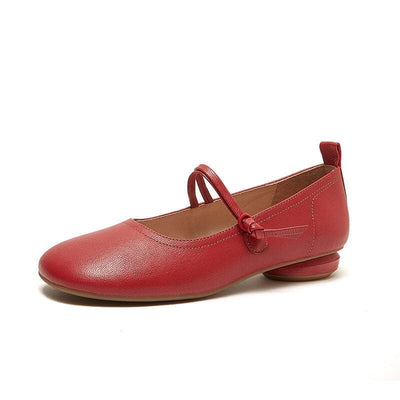 Spring Summer Leather Low Heel Casual Shoes May 2023 New Arrival Red 35 