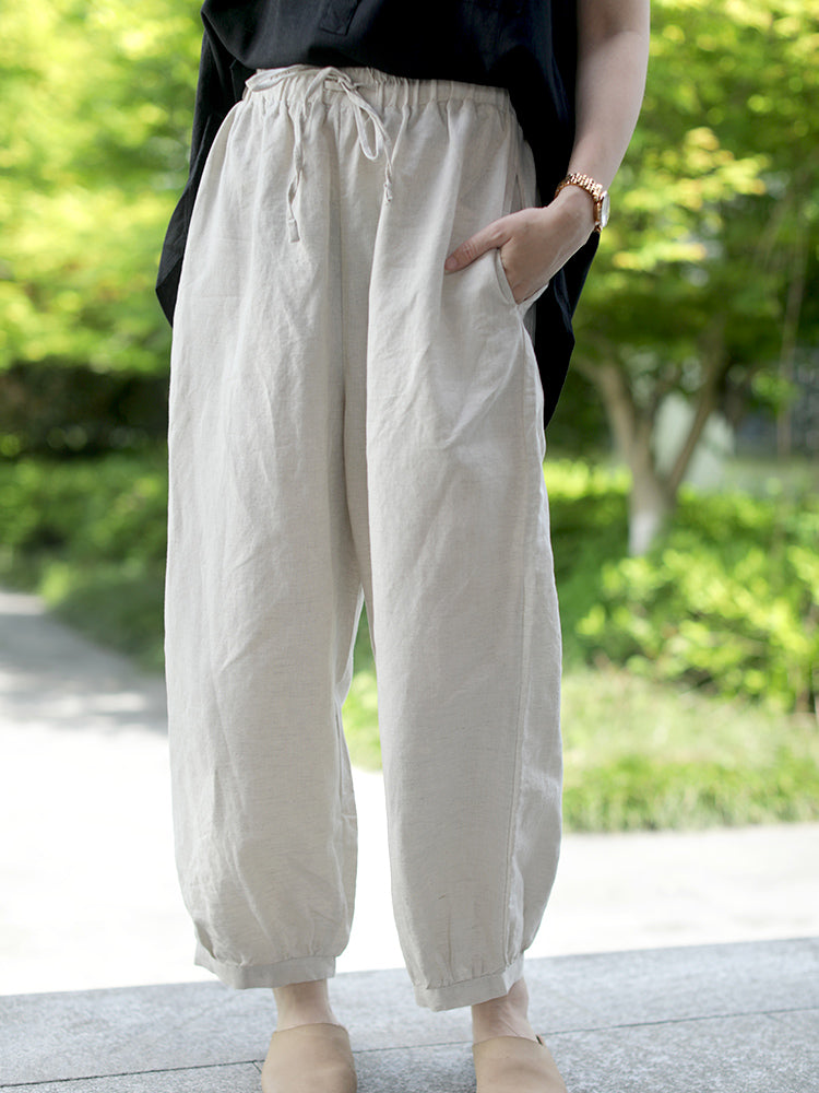 Spring Summer Loose Cotton Linen Trousers