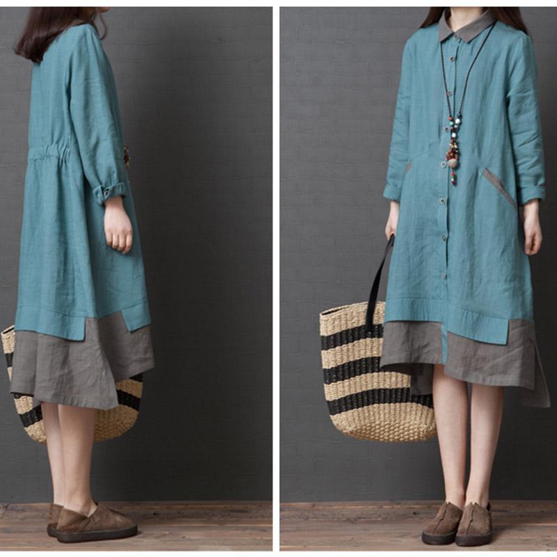 Spring Summer Loose Large Size Women Long Sleeve Dress 2019 May New 