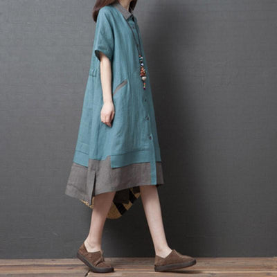 Spring Summer Loose Large Size Women Short Sleeve Dress 2019 May New 