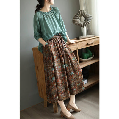 Spring Summer Retro Casual Floral Skirt Mar 2023 New Arrival 