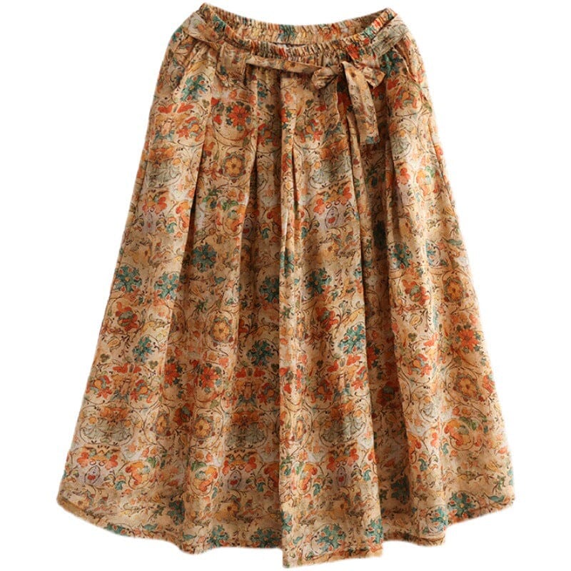 Spring Summer Retro Casual Floral Skirt Mar 2023 New Arrival 