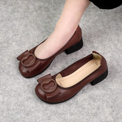 Spring Summer Retro Leather Chunky Heel Loafers Mar 2023 New Arrival 