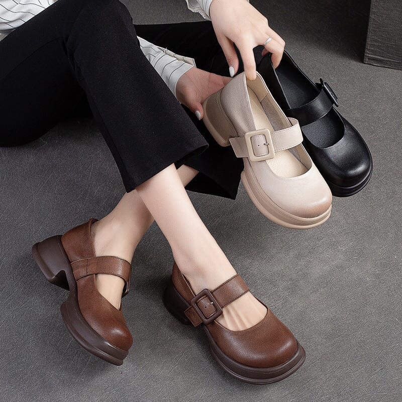 Spring Summer Retro Leather Lug Sole Casual Shoes Apr 2023 New Arrival 
