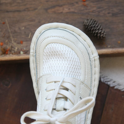 Spring Summer Retro Leather Patchwork Casual Shoes Mar 2023 New Arrival 
