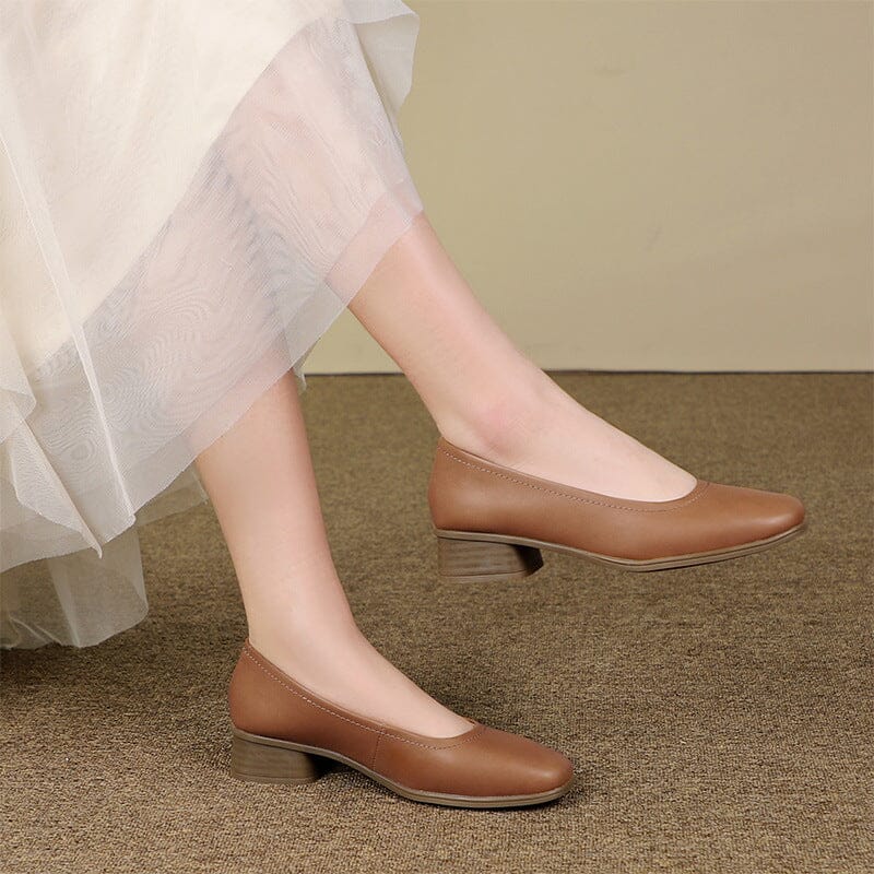 Spring Summer Retro Leather Pump Casual Shoes