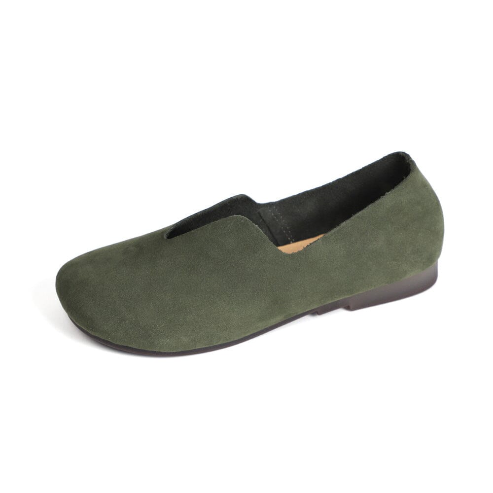 Spring Summer Retro Leather Soft Casual Shoes Mar 2023 New Arrival Green 35 