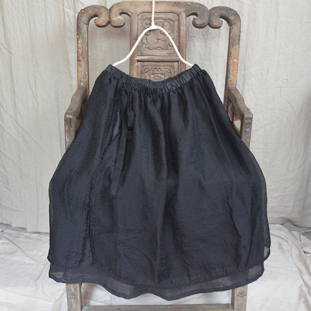 Spring Summer Retro Patchwork Linen Skirt