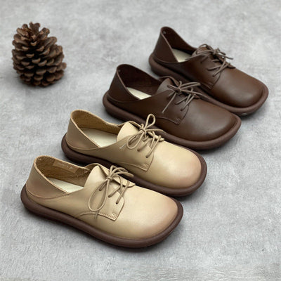 Spring Summer Retro Soft Leather Handmade Casual Shoes