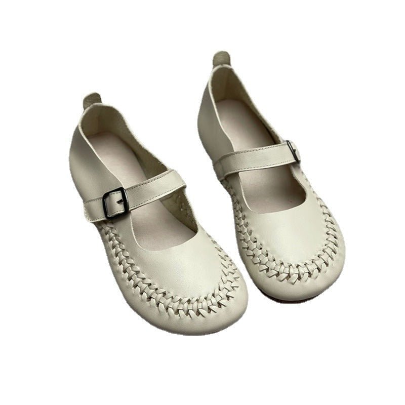 Spring Summer Retro Velcro Leather Casual Loafers