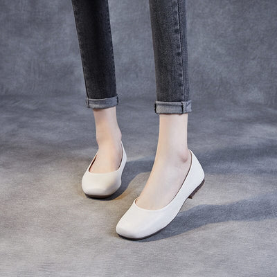 Spring Summer Solid Leather Soft Flat Casual Shoes Apr 2023 New Arrival 
