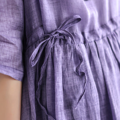 Spring Summer Vintage Half Sleeve Linen Loose Dress