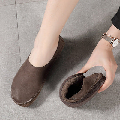 Spring Summer Women Retro Leather Flat Casual Shoes Apr 2022 New Arrival 