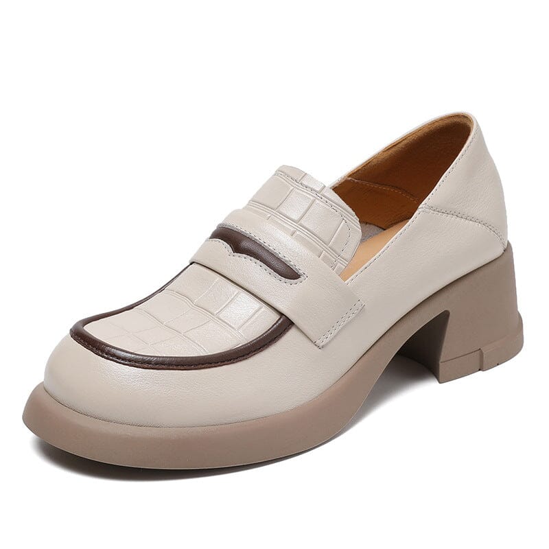 Spring Women Retro Casual Leather Wedge Loafers