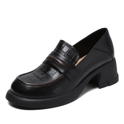 Spring Women Retro Casual Leather Wedge Loafers Dec 2022 New Arrival Black 35 