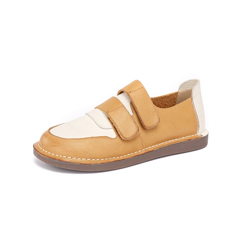 Spring Women Retro Leather Velcro Casual Shoes