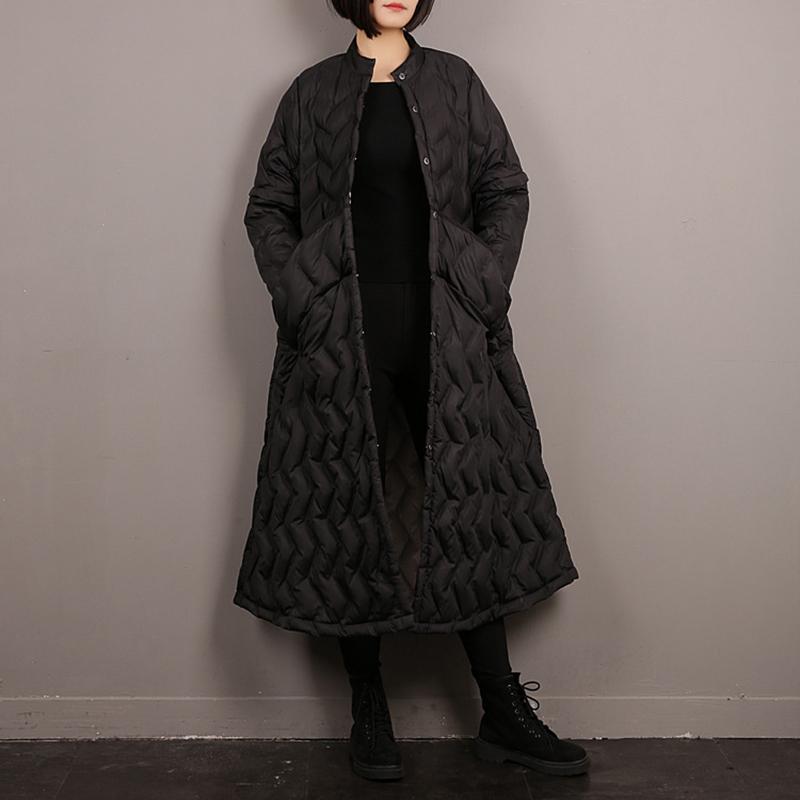 Stand Collar Padded Winter Long Down Coat