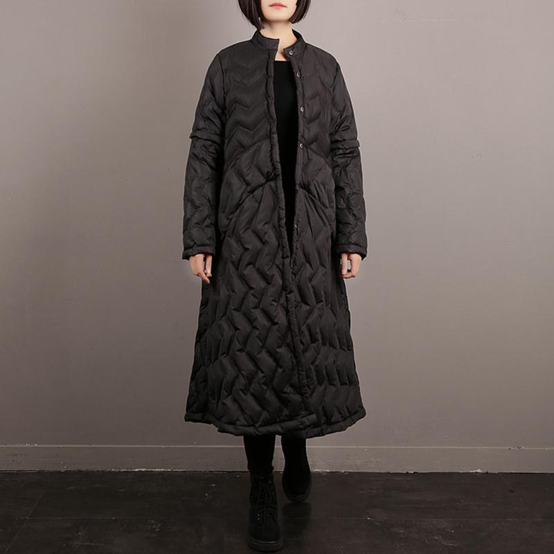 Stand Collar Padded Winter Long Down Coat Dec 2020-New Arrival One Size Black 