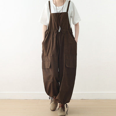 Strap Loose Straight Casual Jumpsuit 2019 New December One Size Coffee 
