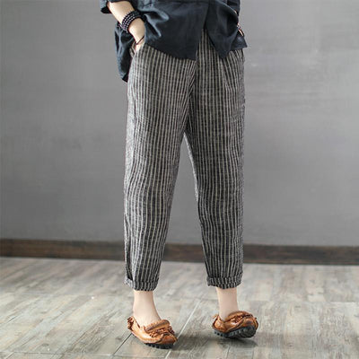 Striped Casual Cropped Linen Harem Pants S-5XL