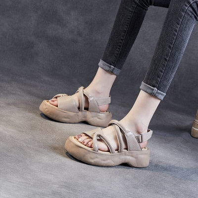 Sumemr Retro Handmade Leather Thick Soled Sandals