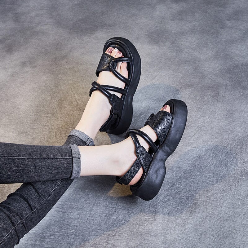 Sumemr Retro Handmade Leather Thick Soled Sandals Jun 2023 New Arrival 