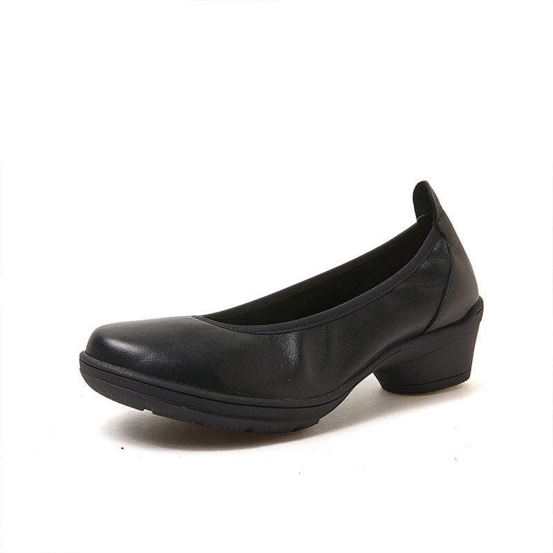 Sumemr Retro Soft Leather Low Heel Casual Shoes Jun 2023 New Arrival Black 35 
