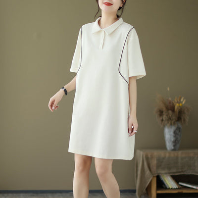 Sumemr Stylish Polo Neck Cotton Casual Mini dress