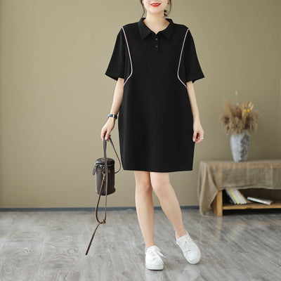 Sumemr Stylish Polo Neck Cotton Casual Mini dress May 2023 New Arrival 