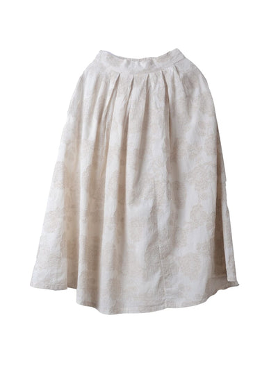 Summer A-Line Cotton Linen Figured Skirt