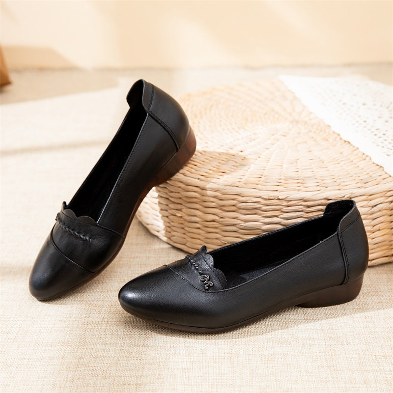 Summer Autumn Leather Soft Retro Fashion Casual Shoes Jul 2022 New Arrival 35 Black 