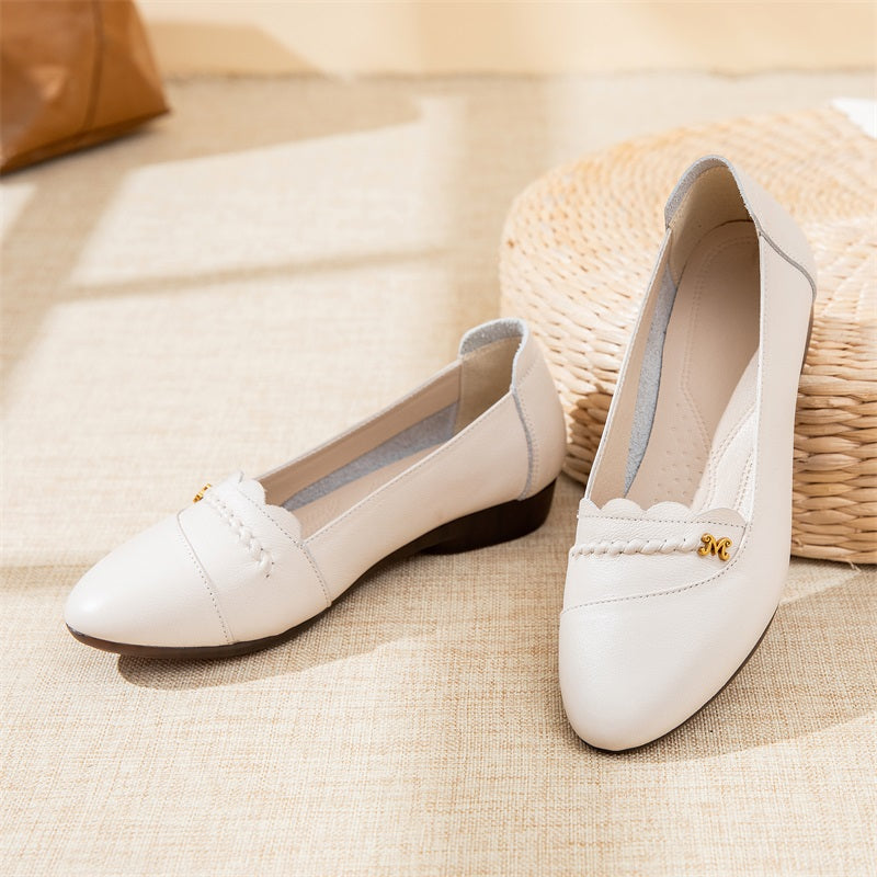 Summer Autumn Leather Soft Retro Fashion Casual Shoes Jul 2022 New Arrival 35 White 