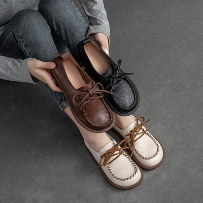 Summer Autumn Retro Leather Casual Shoes For Women
