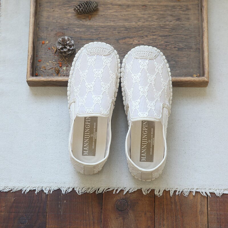 Summer Breathable Canvas Embroidery Casual Loafers