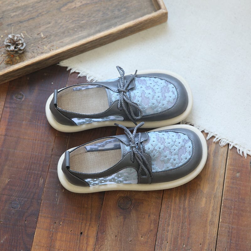 Summer Breathable Embroidery Mesh Soft Casual Shoes Jun 2023 New Arrival 35 Gray 