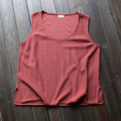 Summer Casual Cotton Vest Women's Vest March-2020-New Arrival One Size Brown-Red 