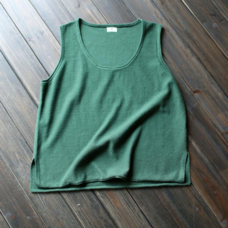 Summer Casual Cotton Vest Women's Vest March-2020-New Arrival One Size Green 