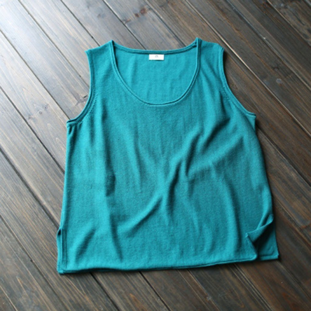 Summer Casual Cotton Vest Women's Vest March-2020-New Arrival One Size Vintage Blue 