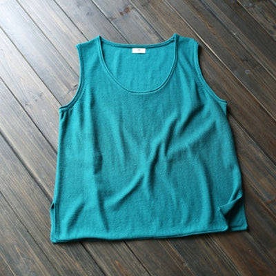 Summer Casual Cotton Vest Women's Vest March-2020-New Arrival One Size Vintage Blue 